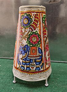 Vibrant Hand-Painted Elephant & Floral Accent Lamp I 12 inches