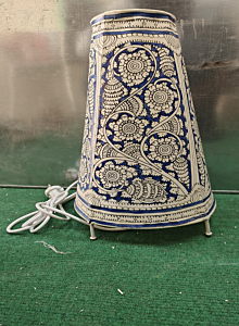 Handcrafted Moroccan Blue & White Henna Art Table Lamp I 12 inches