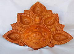Handcrafted Terracotta Multi-Diya Platter