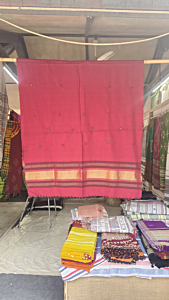 Red Shawl with Golden Zari and Handwork