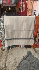 Beige Woolen Shawl with Embroidery