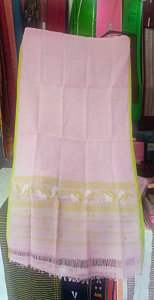 Hand-Loomed Manipuri Style Cotton Silk Dupatta| Pink