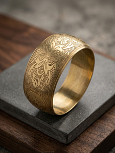Floral Engraving Brass Bangle