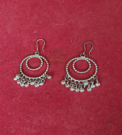 Handcrafted Silver Double-Hoop Ghungroo Earrings