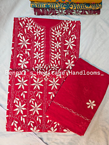 Pure Cotton Hand Embroidered Cross Stitch Dress Material