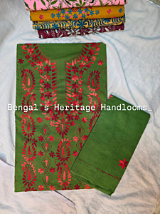 Pure Cotton Hand Embroidered Cross Stitch Dress Material