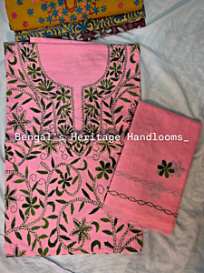 Pure Cotton Hand Embroidered Cross Stitch Dress Material