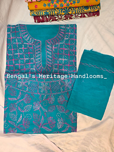 Pure Cotton Hand Embroidered Cross Stitch Dress Material