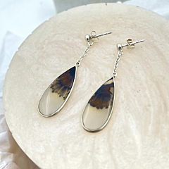Shazar-dendritic agate Silver Earring