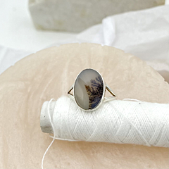 Shazar-dendritic agate Silver Ring - Size- 16