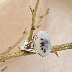 Shazar-dendritic agate Silver Ring 