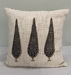 Hand Block printed Cushion covers 16x16 inches set of 2 Herringbone Fabric by The Artisans of Karushilpam 