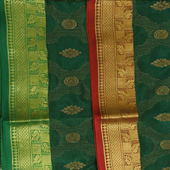 Bottle Green Bengal Handloom Katan Silk Zari Emboss Saree