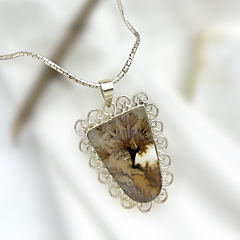 Shazar-dendritic agate Silver pendant 