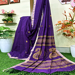 Purple Handloom Premium Cotton Jamdani Saree