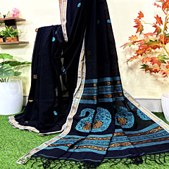 Rust Handloom Premium  Cotton Jamdani Saree
