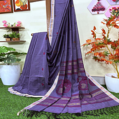 Gray Handloom Premium  Cotton Jamdani Saree