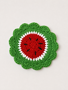 Handmade crochet watermelon coasters 