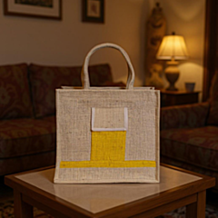 jute front pocket bag