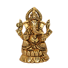 Brass Kamal Sitting Ganesha Idol KBH07160