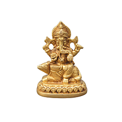 Brass Ganesh With Rat KBH07562