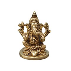 Brass Ganesh Round Base Rat KBH07569