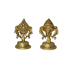 Brass Small Sangu Chakra Diya Set KBH07608