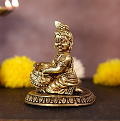 Laddu Gopal Brass Statue for Home Temple, Puja & Janmashtami Decoration, BH09732