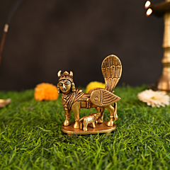 Brass Kamadhenu Cow & Calf Statue KBH09815