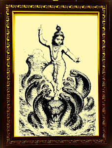 Sand Art Krishna kaliyamardanam Natural Sand Picture Size 10*14 inch With Frame