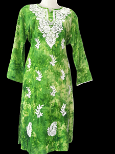 women embroided pure cotton long kurti