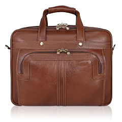 Genuine Leather Laptop Office Organiser Messenger Executive Bag For Men-Beige