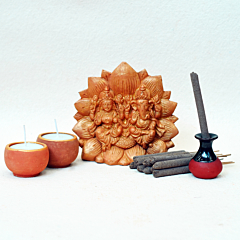 Handcrafted Ganesh & Lakshmi Idol with Puja Kit | 12.5x6.5x12 cm