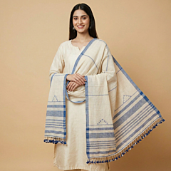 Handloom Kala Cotton Stole |Cream