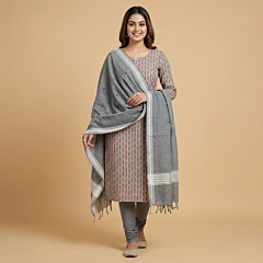 Handwoven Sambalpuri Single Ikat Suit| Grey