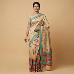 Handloom Muga Silk Mekhela Chador | Gold