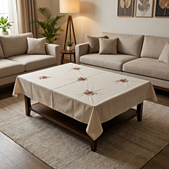 Handcrafted Floral Embroidered Table Cover | 45 inches