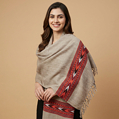 Handcrafted Kullu Beige Woollen Stole 