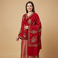 Handwoven Pashmina Wool Shawl | Maroon