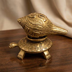 Brass Tortoise with Sankh Mid Idol | 2.3 x 1.1 x 1.8 Inch