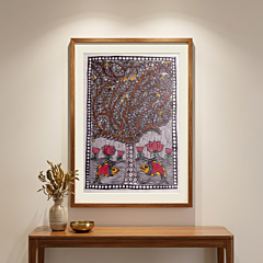 The Eternal Kalpavriksha Madhubani Painting | Unframed | 32x15 Inches