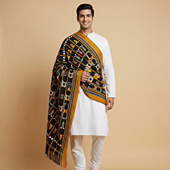 Handcrafted Shaphee Lanphee Shawl | Orange