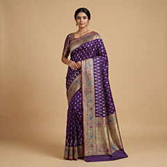 Handloom Banarasi Silk Saree | Purple