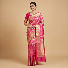 Handloom Banarasi Tissue Silk Saree with Zari | Pink