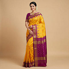 Handloom Kanchipuram Silk Saree | Yellow
