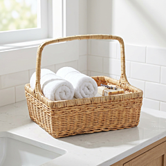 Handmade Bamboo Basket for Storage with Top Handle | Large