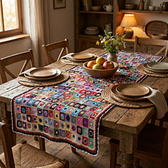 Handwoven Crochet Table Mat | Multicolour