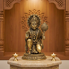 Handcrafted Brass Hanuman Idol Statue|1.8 x 1.7 x 2.3 Inch