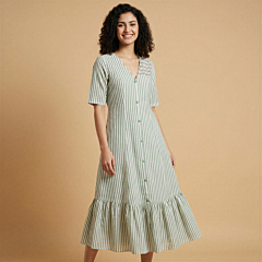 Green strip summer dress