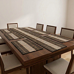 Elegant Handloom Table Mat Set | Black Madhurkathi 